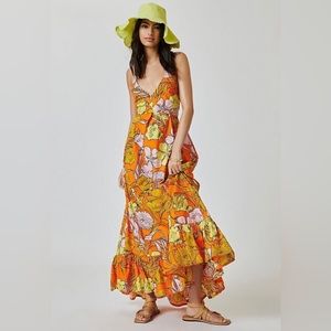 Anthropologie Plenty by Tracy Reese Floral Maxi Dress Orange $248